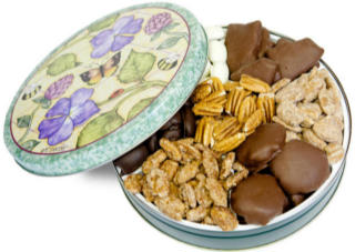 ALL TIME FAVORITE PECAN CANDIES IN A BUTTERFLY TIN